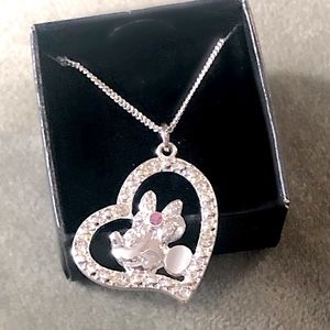 Disney Minnie Mouse Silver Heart Shaped Necklace